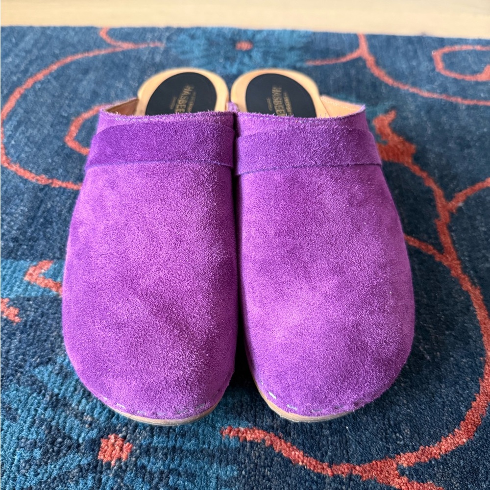 EUC Swedish Hasbeens Purple Suede Mules